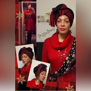 ♥️ Winter RED SWEATER DRESS Long Sleeve Cowl Neck Soft Stretchy Preppy